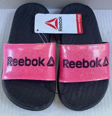 NUEVAS Sandalias Reebok Niñas Rosa Brillante/Negro Deslizables Confort 13/1/3 Foto 1 de 4