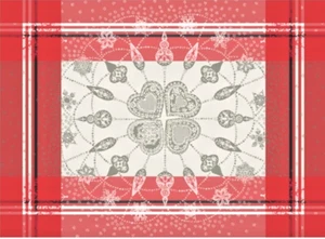 NEW Pair Of Jacquard Placemats Garnier Thiebaut France Holiday Christmas Cotton - Picture 1 of 5