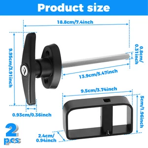 2Pcs Shed Door Lock Latch 5-1/2inch Stem Shed Door T Handle Lock Set with FaarN - Picture 1 of 11