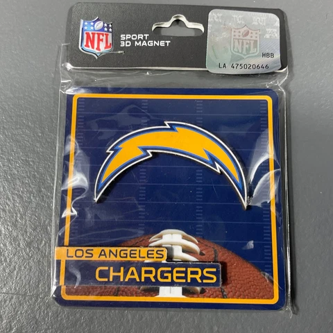 Los Angeles Chargers NFL Sport 3D Magnet Wooden 3 in x 3 in Football Blue Yellow Cover