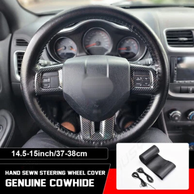 Cubierta de volante de coche de 15" de cuero genuino para Land Rover Fashion 38 cm negra Foto 1 de 4