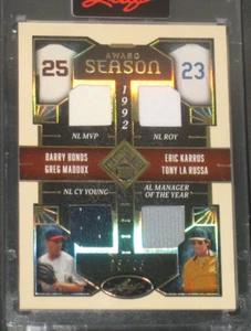 Camiseta deportiva Barry Bonds Greg Maddux Eric Karros Tony LaRussa 2025 hoja cuádruple (5/35) #3 - Imagen 1 de 2