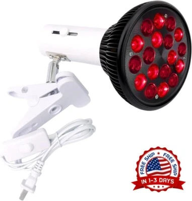 Lámpara De Terapia De Luz Roja Infrarroja Con 18 LED Y Lámpara Con Clip US Nuevo - Image 1 of 4