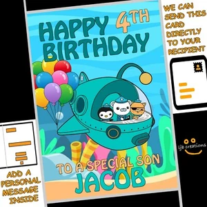 Personalisierte Geburtstagskarte Oktonauten Sohn Neffe Enkel Cousin Freund NAME ALTER - Bild 1 von 7