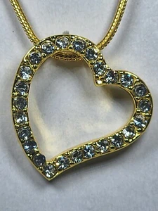 Gold Herz Halskette eingebettet mit 25 runden Swarovski klaren Kristallen - Bild 1 von 4