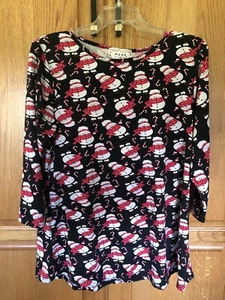 Merry Christmas by Poof Women's Jersey Knit Size Large, 3/4 Sleeve, Cute Print - Picture 1 of 8