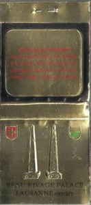 Vintage Streichholzheft BEAU RIVAGE PALACE Lausanne Ouchy Schweiz - Bild 1 von 2