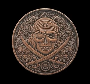 Antiqued Pirate Copper Round 1oz Coin Limited - Picture 1 of 2