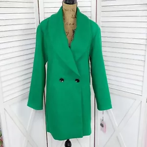 Avec Les Filles Pea Mantel Damen klein grün Schalkragen Oversized mittellang - Bild 1 von 14