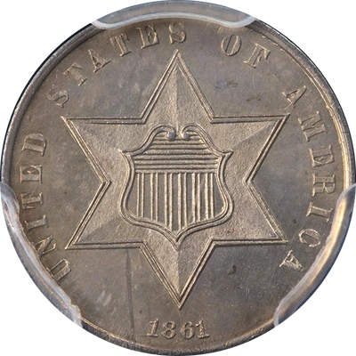 1861 Three (3) Cent Silver Proof PCGS PR66 Nice Eye Appeal Strong Strike - Image 1 of 4