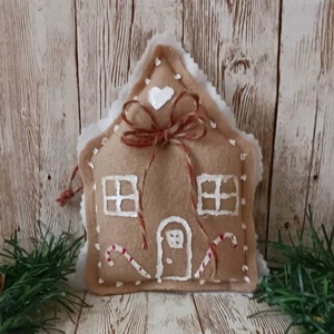  Gingerbread House Ornament / Tan Plush Fleece Fabric/ Bowl Filler/ Tier Tray  - Picture 1 of 1
