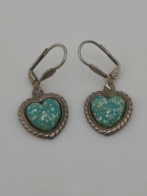 PENDIENTES Carolyn Pollack Plata de Ley 925 Corazón Confeti Turquesa  Foto 1 de 4