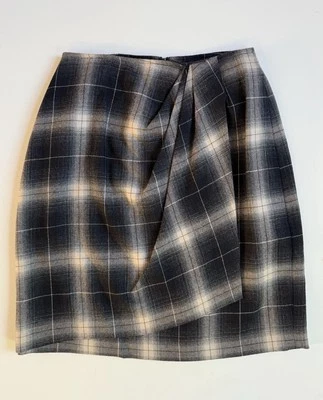 Valerie Stevens Wool Black Gray Plaid Skirt Size 6 - Image 1 of 4