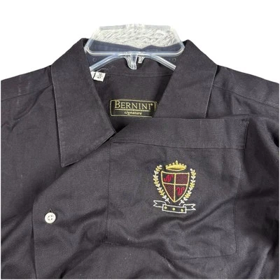 Bernini Signature Mens 16/41  Long Sleeve Button Shirt Made in Italy Black - Image 1 of 4