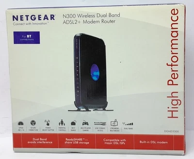 Netgear N300 Wireless Dual Band ADSL2+ Modem Router DGND3300 - Bild 1 von 4