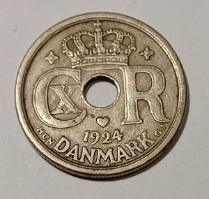 * Denmark *  25 öre * 1924  *Copper-Nickel *  Cond.  1+* - Picture 1 of 2