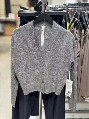 Cárdigan Suéter Lululemon Mezcla Lana Alpaca Gris Jaspeado Talla Pequeña Foto 1 de 4
