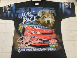 Vtg 1998 Jeff Gordon Leader of the Pack Wolf All Over Print Nascar T-Shirt XL - Picture 1 of 17