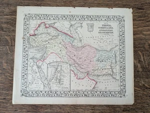 Original 1867 Persia Turkey in Asia Map by Mitchell Atlas Page Hand Colored - Picture 1 of 13