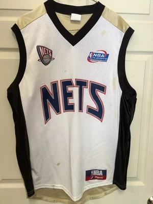 Vtg USA 2002 Jason Kidd #5 New Jersey Nets NBA Finals Jersey Majestic L Gold - Image 1 of 4