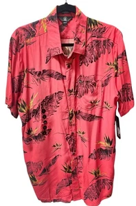 New Volcom Mainstream Button Shirt Short Sleeve Tropical Leaf Pattern L $60 NWT - Picture 1 of 10