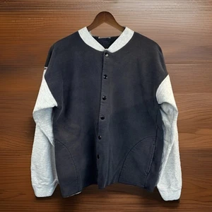 Chaqueta Universitaria Vintage Años 80 Discus Atletics M Botón Sudadera Negra Gris Desteñida - Imagen 1 de 9