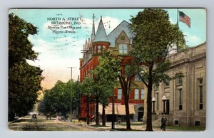 Richmond IN-Indiana, North A Street, Antique, Vintage c1909 Souvenir Postcard - Picture 1 of 2