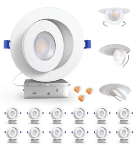 6 Inch 5CCT Gimbal LED Recessed Lighting with Jbox, 360°+90° Adjustable Direc... - Picture 1 of 7
