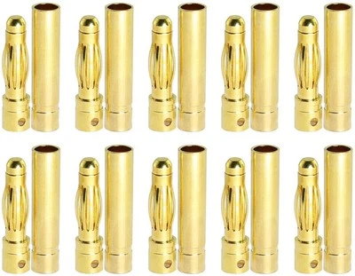 4mm Gold-Plated Banana Plugs for RC Lipo Batteries | 10 Pairs, Model Making - Image 1 of 4