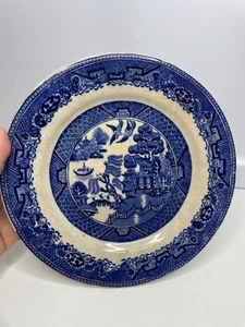 antiker JC Keramik England 8" Salatteller blaues Weidenmuster - Bild 1 von 10