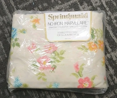 Lençol Vintage Cottage Core Duplo Sem Ferro Floral 54"X 76" Springmaid Novo na embalagem - Imagem 1 de 4