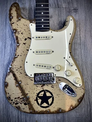 Sand ARMY Pistols Crown Barncaster Strat GUITAR BODY ONLY PARTCASTER USA MADE - Image 1 of 4