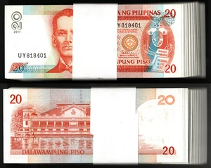 2011 FILIPPINE 20 Peso Piso NDS Aquino & Tetangco x100 in serie pacchetto UNC - Foto 1 di 4