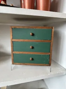 Vintage Small Antique wood & Green chest of drawers Can Hang On The Wall - Picture 1 of 9