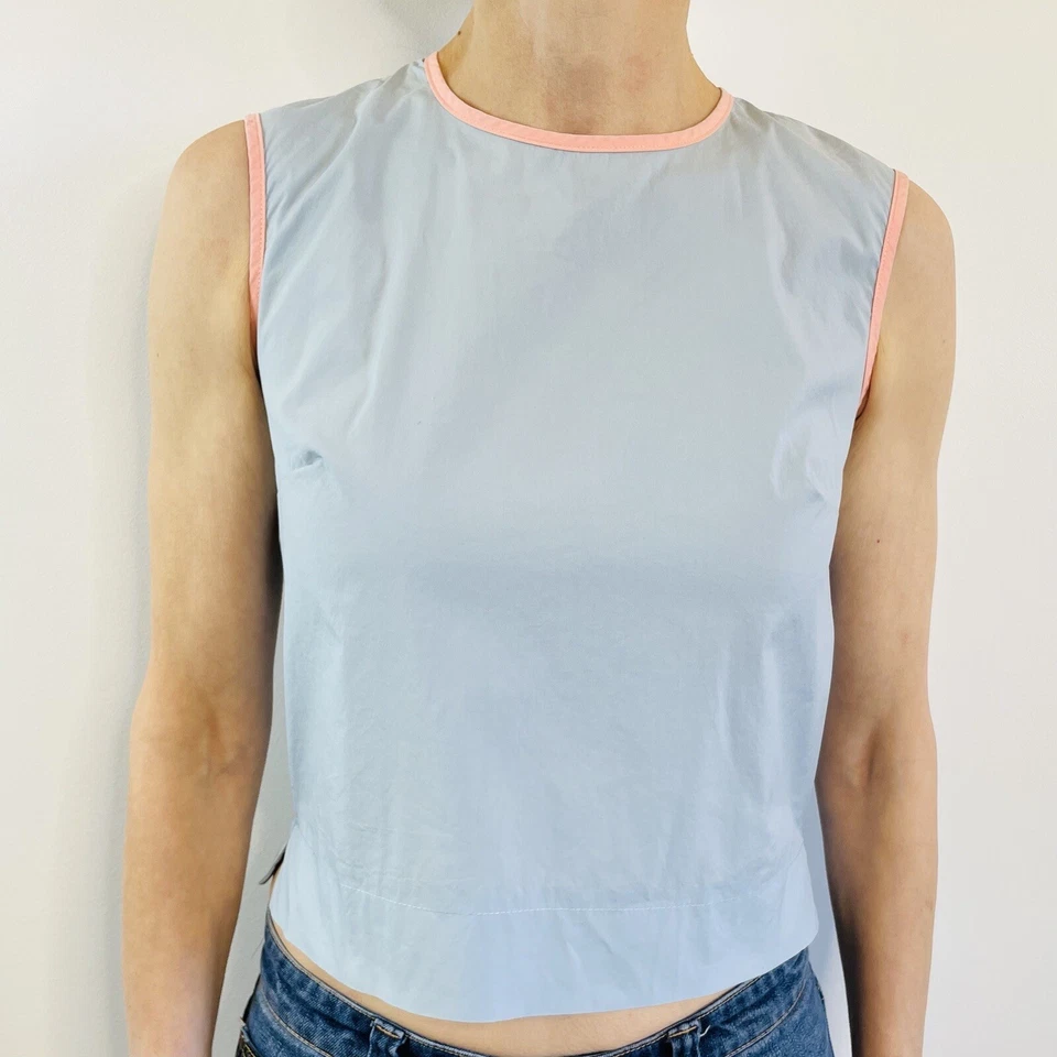 Camiseta sin mangas Paul & Joe talla 1 6-8 azul claro de algodón hecha en Francia diseñador Foto 1 de 4