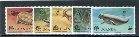 Uganda 1977 Animals Fish Scott# 176-180 Mint LH Cover