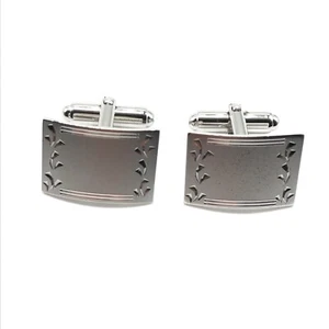 Anson Designer signiert Vintage 925 Sterlingsilber matt geätzt Design Manschettenknöpfe - Bild 1 von 5