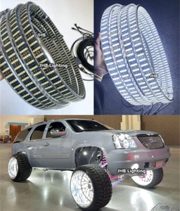 JHB 17.5" QUAD ROW PURE WHITE Double Sided Trucks LED Wheel Rim Lights Set【Alu】 - Picture 1 of 9