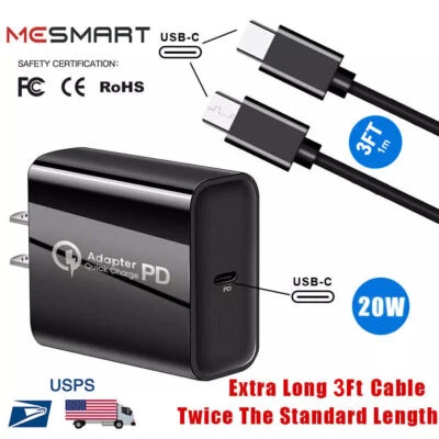 Carregador de parede 18W tipo C rápido PD + cabo de 3 pés para Samsung Galaxy S25 Ultra S24 FE - Imagem 1 de 4