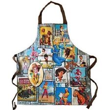 NEW Retro Cowgirl Apron by Cowboy Living-Horse-Bull-Western-Ranch-Great Gift!