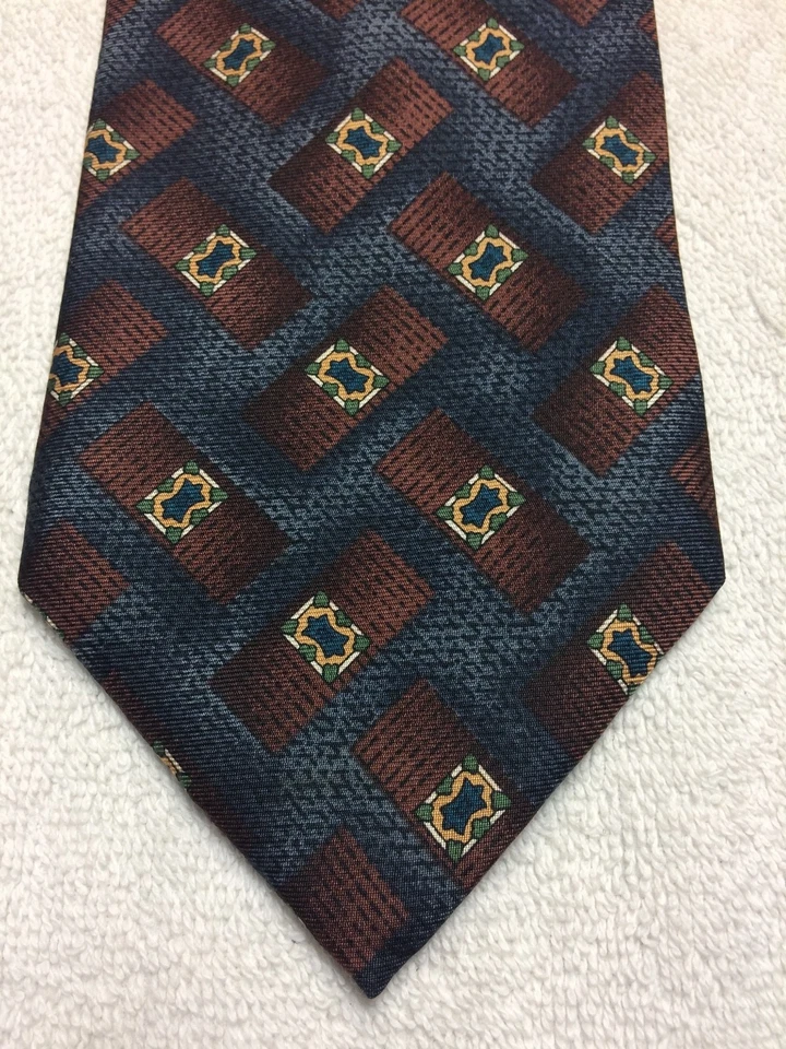 范海森男式领带蓝色棕色和绿色 3.75 X 59 — 第 1/4 张图片