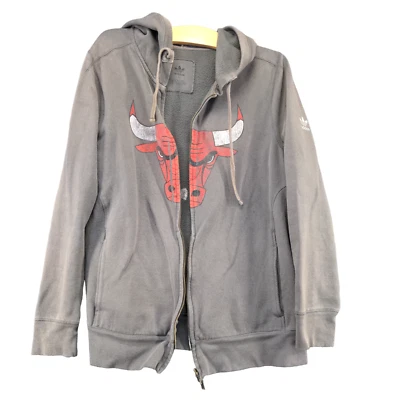 Adidas Para Hombre Chicago Bulls Sudadera con Capucha Gris XL Manga Larga Cremallera Completa Foto 1 de 4