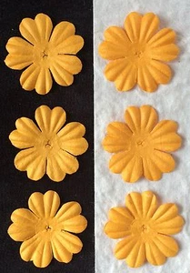 20 Orange Handmade Mulberry Paper Flowers petals squash embellishments cards 1" - Picture 1 of 4