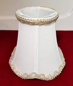 Vintage Victorian Ivory Beaded Miniature Clip On Lamp Shade 5” - Picture 1 of 7