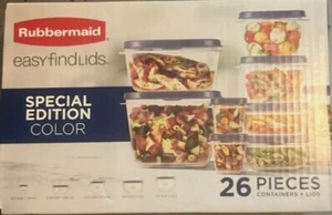 Rubbermaid 26 Piece set of Containers & Lids/Clear Bottom & Blue Tops - Picture 1 of 12