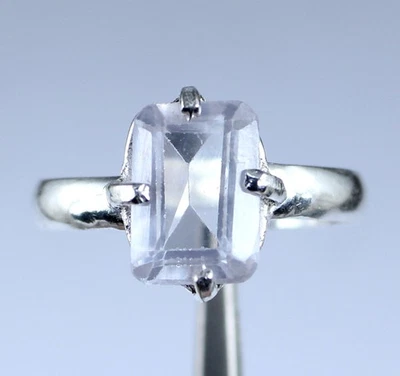 8.15 Carato Naturale Bianco Montana Zaffiro 11 X 7 MM Smeraldo Cut Gemma Anello - Immagine 1 di 4