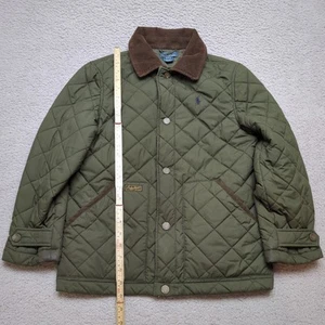 Ralph Lauren Leder Steppjacke Damen Medium 10/12 grüner Besatz Mantel Chore M - Bild 1 von 17