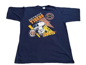 Vintage 1990 Jostens Detroit Tigers Snoopy MLB Baseball USA XL Single Stitch - Picture 1 of 8