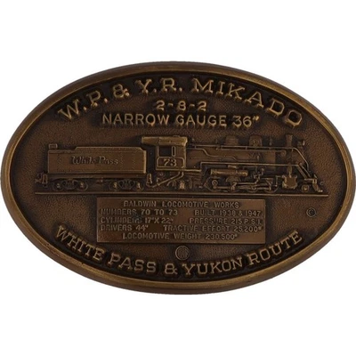 Locomotora White Pass Yukon Route Mikado 282 Wpyr Baldwin funciona como nueva hebilla de cinturón Foto 1 de 4