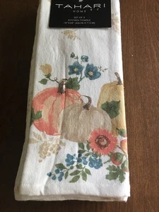 Tahari Home Colorful Pumpkins Kitchen Towels Set Of 3 - 18 x28 - Picture 1 of 5